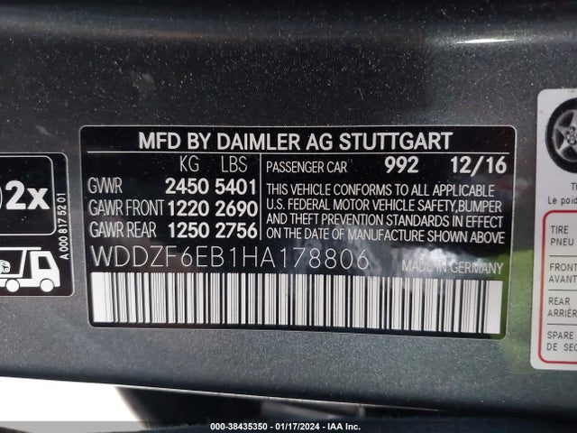Mercedes-Benz Amg E 43 4matic 2017 WDDZF6EB1HA178806 Image 9