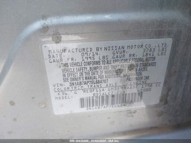 Nissan SENTRA S 2014 3N1AB7AP7EL684707 Image 9