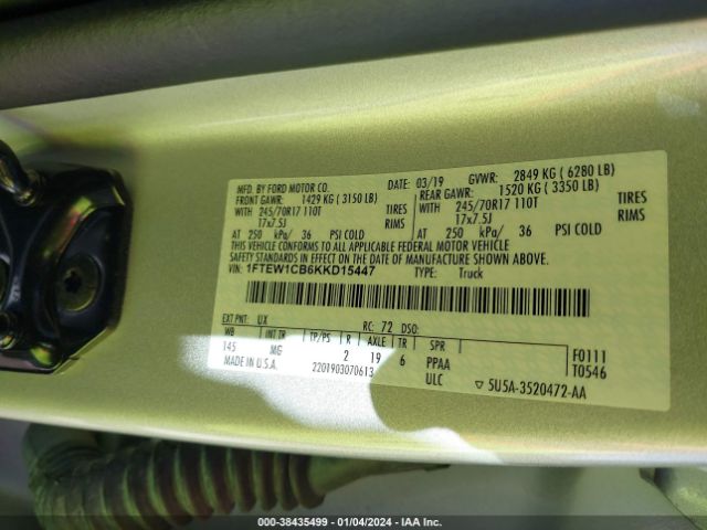 1FTEW1CB6KKD15447 Ford F-150 Xlt