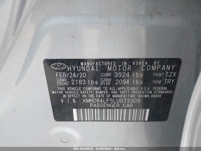 Hyundai Elantra Value Edition 2020 KMHD84LF5LU073309 Image 9