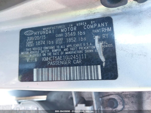 2016 HYUNDAI ACCENT SE VIN: KMHCT5AE1GU245111