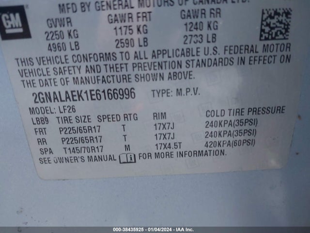 Chevrolet EQUINOX LS 2014 2GNALAEK1E6166996 Image 9