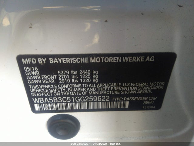 BMW 535i Xdrive 2016 WBA5B3C51GG259622 Image 9