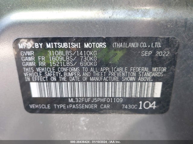 Mitsubishi Mirage G4 Black Edition/es/le 2023 ML32FUFJ5PHF01109 Image 9