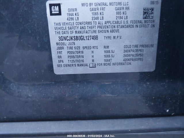 Chevrolet Trax 1ls 2016 3GNCJKSB0GL127498 Image 9