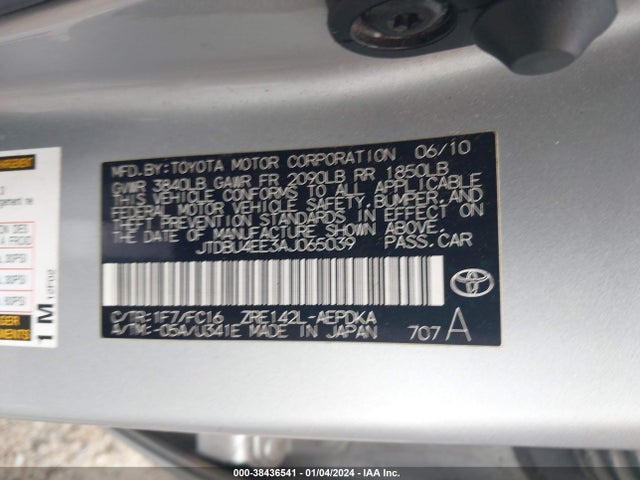 2010 TOYOTA COROLLA LE VIN: JTDBU4EE3AJ065039