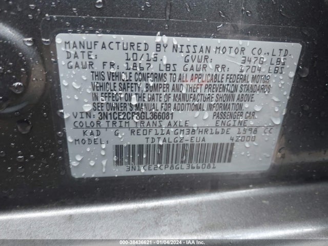 Nissan Versa Note Sr 2016 3N1CE2CP8GL366081 Image 9