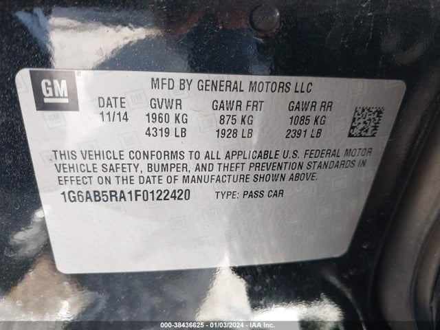 Cadillac ATS LUXURY 2015 1G6AB5RA1F0122420 Image 9