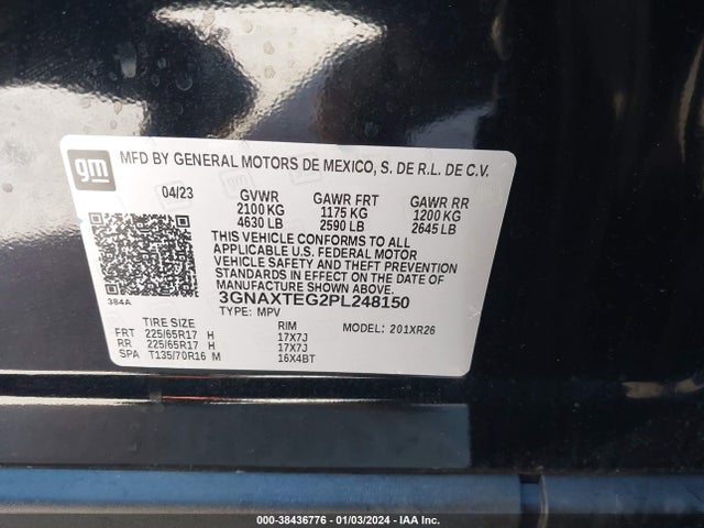 Chevrolet Equinox Awd 2fl 2023 3GNAXTEG2PL248150 Image 9