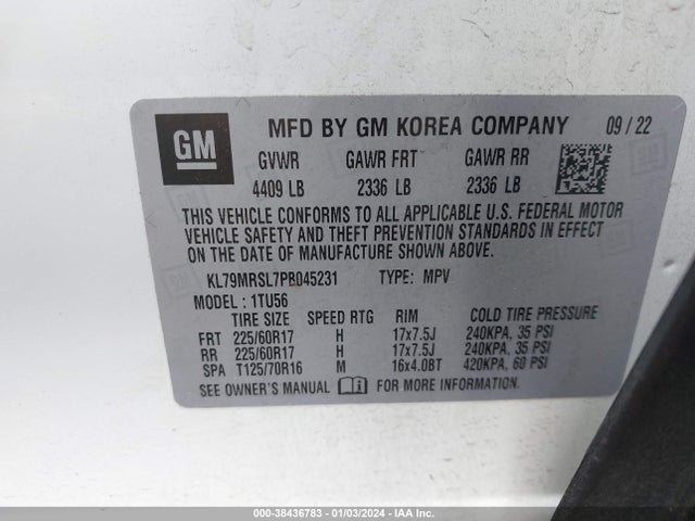 Chevrolet Trailblazer Awd Lt 2023 KL79MRSL7PB045231 Image 9