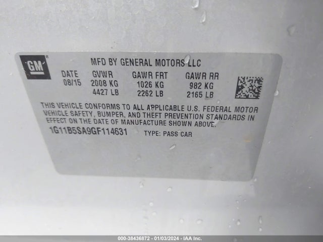 Chevrolet Malibu Limited Ls 2016 1G11B5SA9GF114631 Image 9