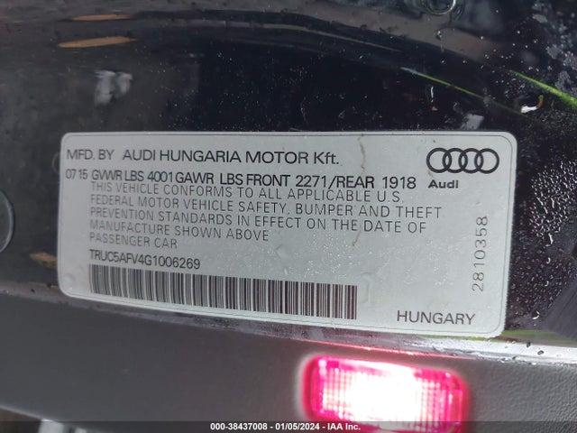 Audi Tt 2.0t 2016 TRUC5AFV4G1006269 Image 9