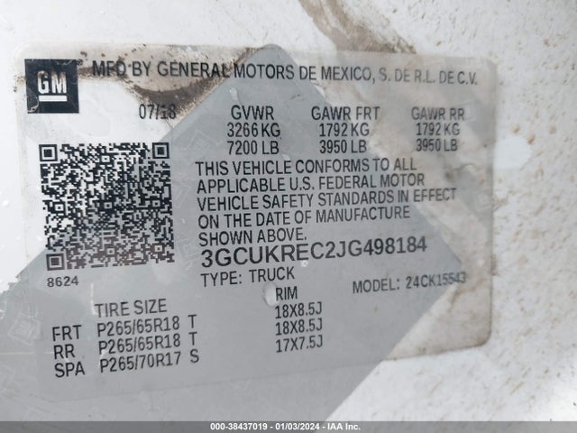 Chevrolet Silverado 1500 2lt 2018 3GCUKREC2JG498184 Image 9