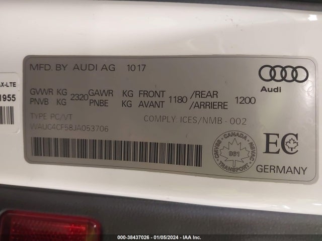 WAUC4CF58JA053706 Audi S5 3.0t Premium Plus