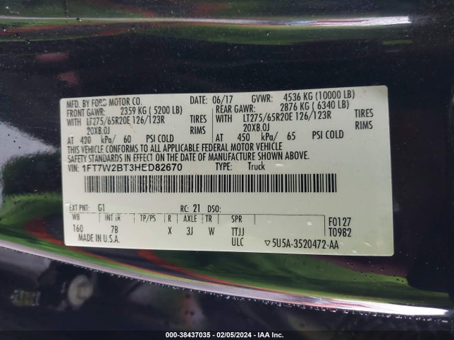 Ford F-250 Platinum 2017 1FT7W2BT3HED82670 Image 9