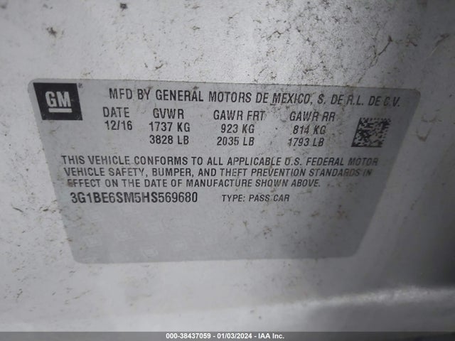 Chevrolet Cruze Lt Auto 2017 3G1BE6SM5HS569680 Image 9
