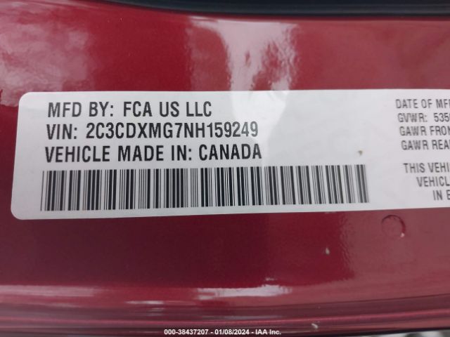 2C3CDXMG7NH159249 Dodge Charger Gt Awd
