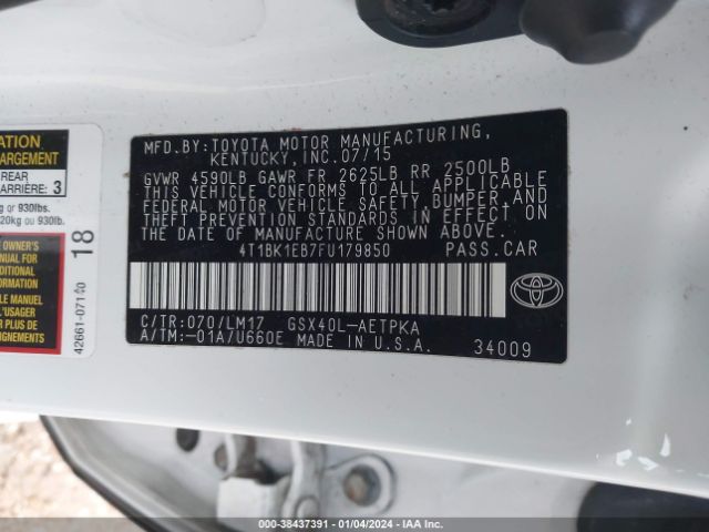 4T1BK1EB7FU179850 Toyota AVALON LIMITED