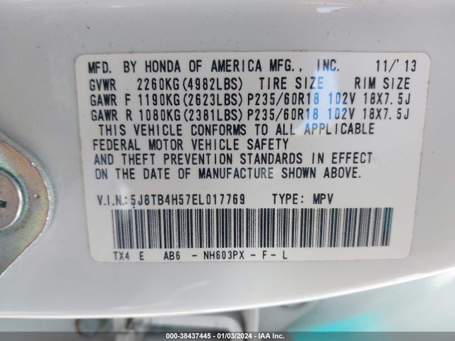 Acura RDX 2014 5J8TB4H57EL017769 Image 9