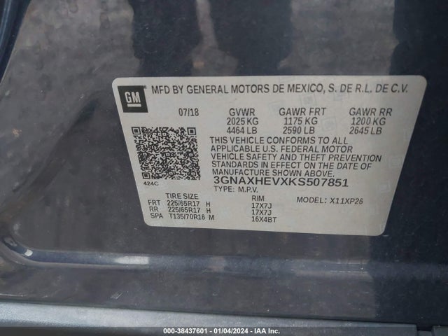 Chevrolet EQUINOX LS 2019 3GNAXHEVXKS507851 Image 9
