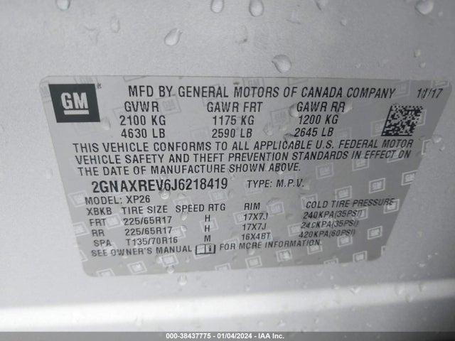 Chevrolet EQUINOX LS 2018 2GNAXREV6J6218419 Image 9