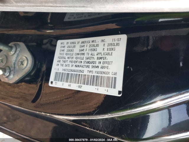 2008 HONDA ACCORD 3.5 EX-L VIN: 1HGCS22848A002542