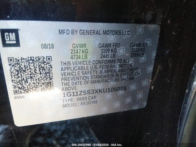 Chevrolet IMPALA LT 2019 1G11Z5S3XKU105096 Image 9