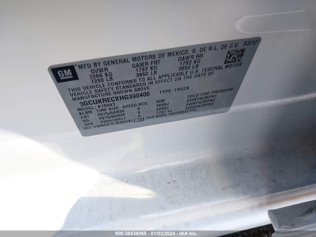 Chevrolet Silverado 1500 2lt 2017 3GCUKRECXHG390406 Image 9