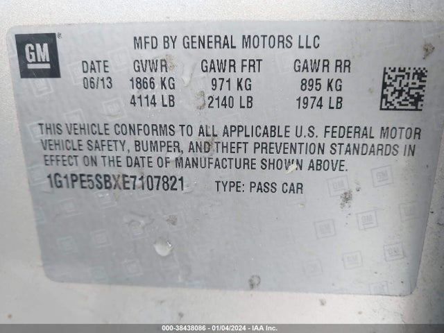 Chevrolet Cruze 2lt Auto 2014 1G1PE5SBXE7107821 Image 9