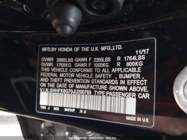 Honda Civic Type R Touring 2018 SHHFK8G70JU200769 Image 9