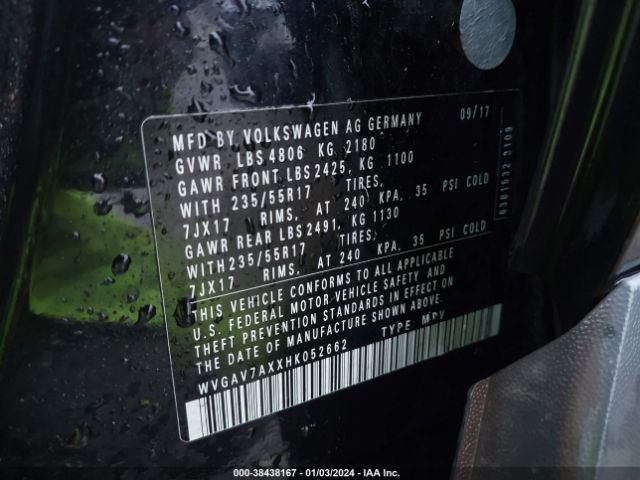 WVGAV7AXXHK052662 Volkswagen Tiguan 2.0t/2.0t S