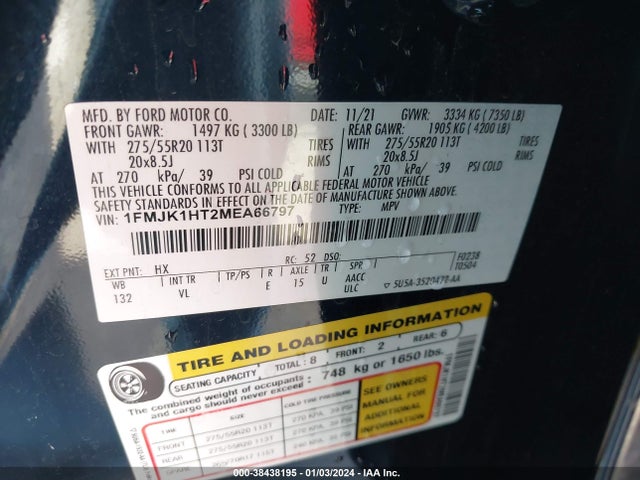 Ford Expedition Xlt Max 2021 1FMJK1HT2MEA66797 Image 9