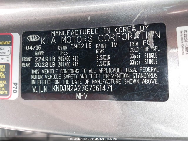 KIA Soul 2016 KNDJN2A27G7361471 Image 9