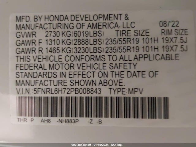Honda Odyssey Sport 2023 5FNRL6H72PB008843 Image 9