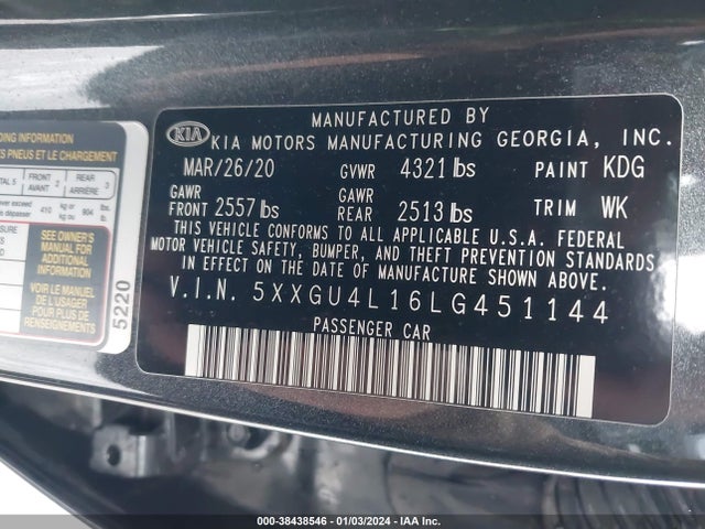 KIA Optima Ex Premium 2020 5XXGU4L16LG451144 Image 9