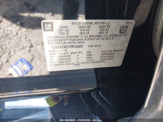 Chevrolet Tahoe Ltz 2015 1GNSKCKC1FR159987 Image 9