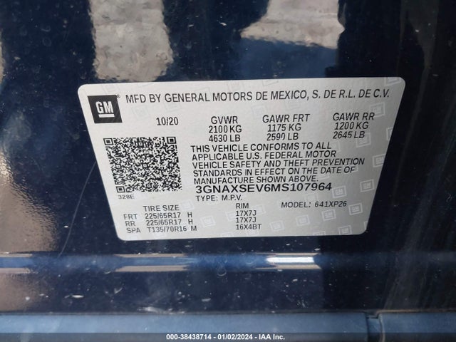 Chevrolet Equinox Awd Ls 2021 3GNAXSEV6MS107964 Image 9