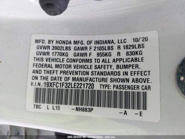 Honda CIVIC EX 2020 19XFC1F32LE221720 Image 9