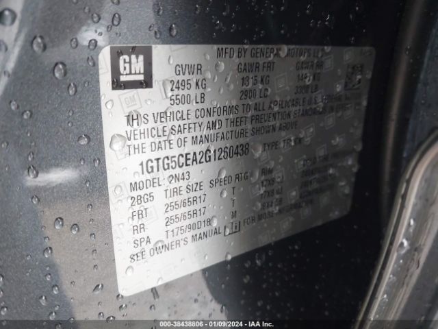 1GTG5CEA2G1260438 GMC CANYON SLE