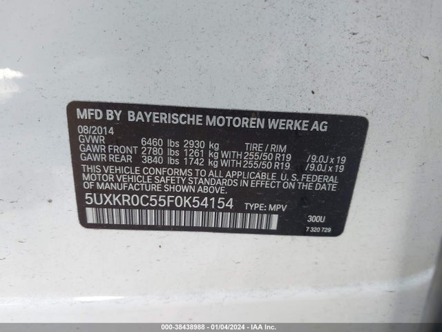 BMW X5 Xdrive35i 2015 5UXKR0C55F0K54154 Image 9