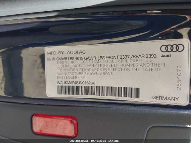 WAUKMAF48JN016266 Audi A4 2.0t Tech Ultra Premium/2.0t Ultra Premium