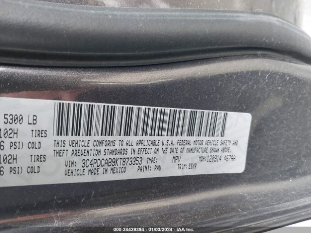 3C4PDCAB9KT873353 Dodge Journey Se Value Package