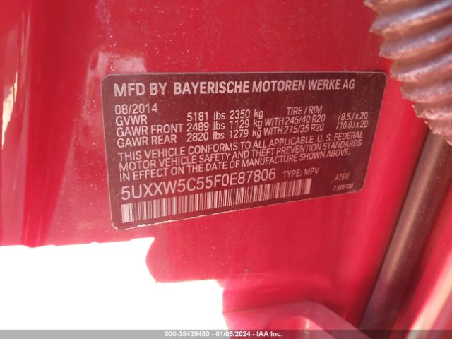5UXXW5C55F0E87806 BMW X4 Xdrive35i