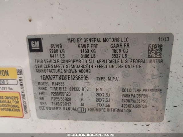 GMC Acadia Denali 2014 1GKKRTKD9EJ236605 Image 9