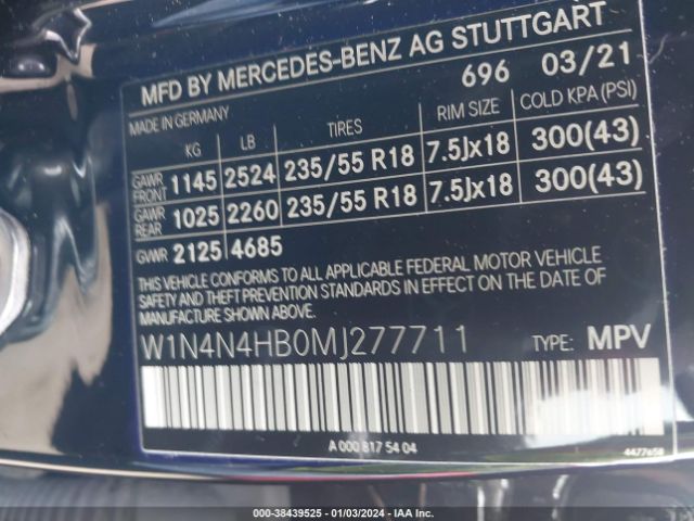 W1N4N4HB0MJ277711 Mercedes-Benz Gla 250 4matic
