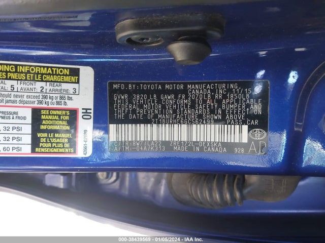 Toyota Corolla S Premium 2016 2T1BURHE6GC562499 Image 9