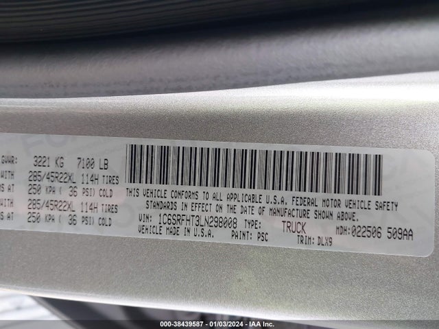 RAM 1500 Limited  4x4 5'7 Box 2020 1C6SRFHT3LN298008 Image 9