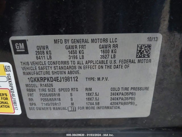 GMC Acadia Sle-2 2014 1GKKRPKD4EJ198112 Image 9