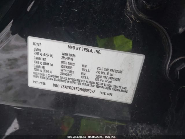 7SAYGDEE0NA005072 Tesla Model Y Long Range Dual Motor All-wheel Drive