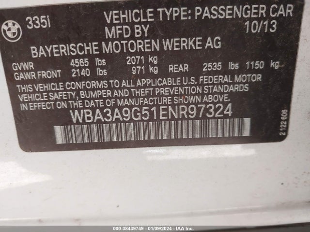 BMW 335i 2014 WBA3A9G51ENR97324 Image 9